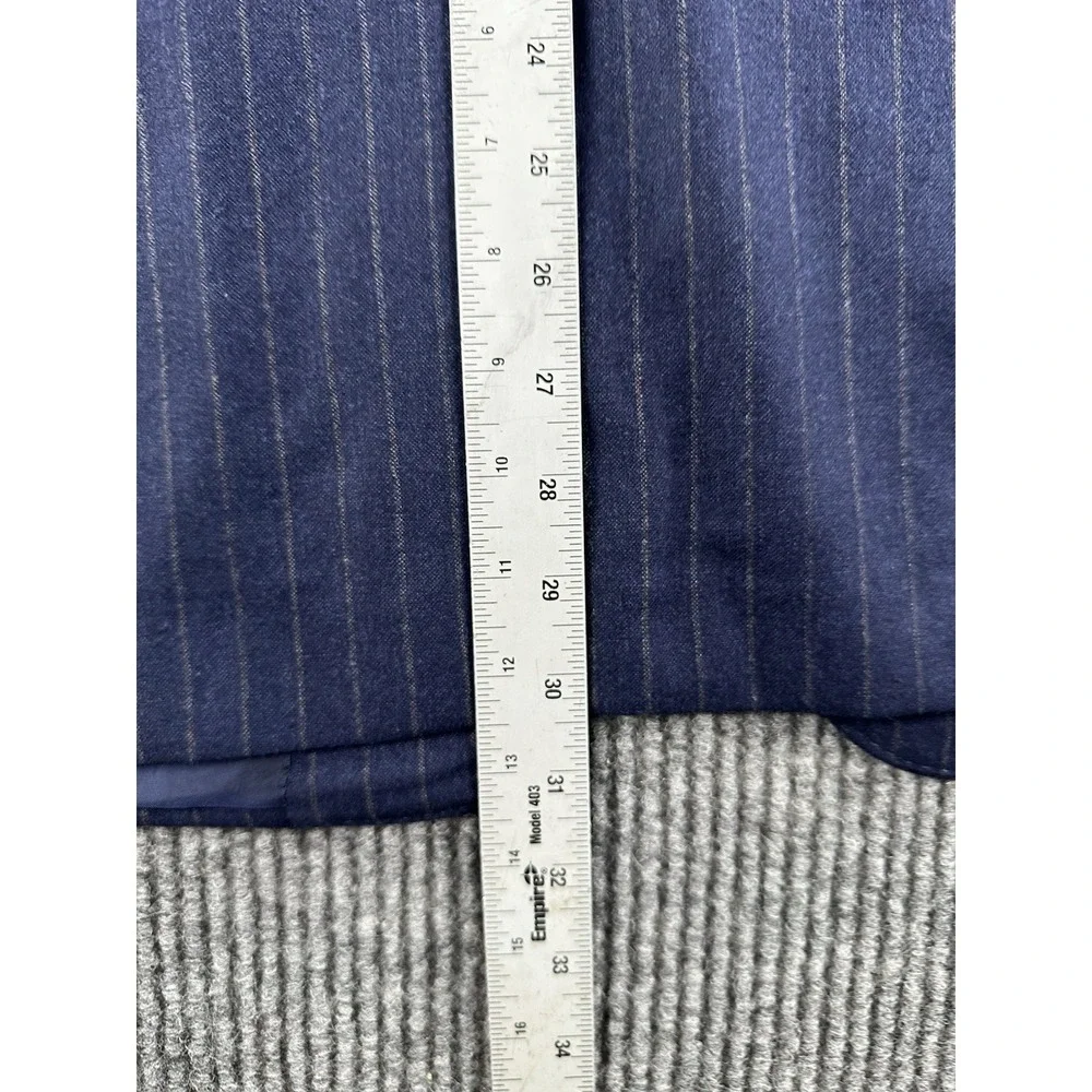 Hickey Freeman Suit Jacket 42 R Blue Wool Striped Premium Loro Piana USA Bespoke - Picture 6 of 16